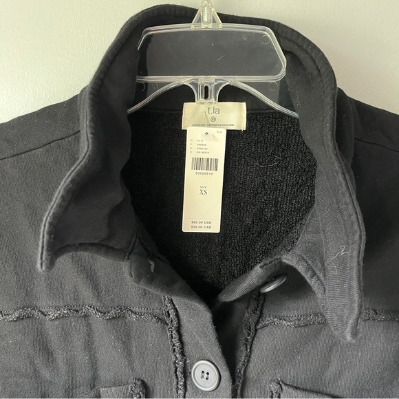 Anthropologie t.La French Terry Lined Black Crop Jacket - Picture 8 of 10